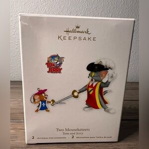 Hallmark NEW 2011 "Two Mouseketeers" Tom and Jerry- 2 Christmas Ornaments